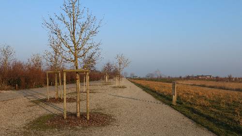 Weg vom Parking zum Bus